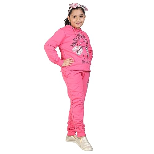 Image of LABEL MY Girls Cotton Loop Knit Full-Sleeve Printed Hoodie Sweatshirt & Joggers Tracksuit | Comfortable and Stylish Coord Set for Kids & Teens| 5-16 Years