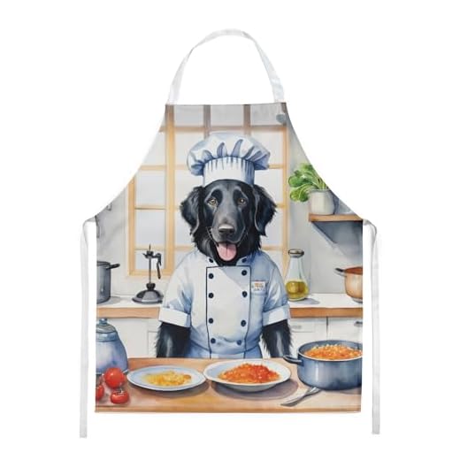 Caroline's Treasures Flat-Coated Retriever The Chef Apron Cooking Kitchen Server Baking Crafts Gardening for Adult Women Men, Unisex, Large, Multicolor