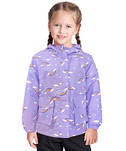 C2M Boys Girls Hooded Rain Jacket Kids Dinosaur Waterproof Lined Raincoat3