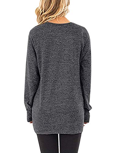 Yidarton Women's Comfy Casual Long Sleeve Side Twist Knotted Tops Blouse Tunic T Shirts(DGA,XL) Dark Grey
