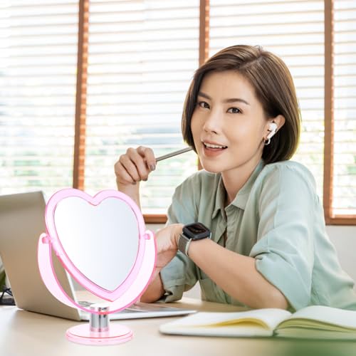 Espejo de maquillaje TEHAUX con base en forma de corazón miniatura 3