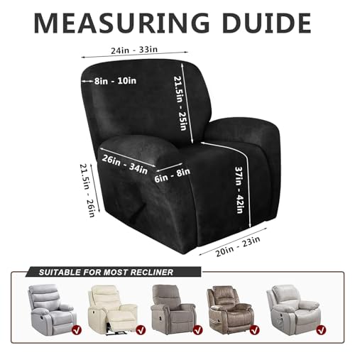 Image of molasofa Recliner Chair Covers 4 Pieces Leather Like Large Recliner Chair Covers with Pocket Waterproof Non Slip Stretch Recliner Slipcover for Lazy Boy Recliner Chairs Washable (Dark Grey)