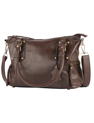 Sac à main en cuir véritable pleine fleur pour femme de couleur marron chocolat