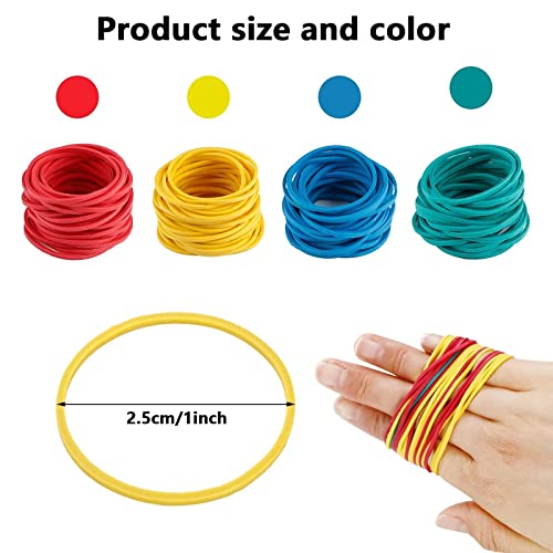 Elastic Bands, 200 Pcs Colorful Rubber Bands, Elastic Rubber Bands for Office, Home, School Supplies (4 Colors) image 8