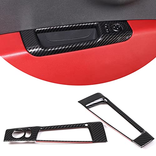 For Fiat 500 2010-2024 LHD Abarth 595 2014-2024 ABS Car Rear mirror Adjustment Switch Decorative Frame Stickers Interior Car Accessories (Black Carbon Fiber)