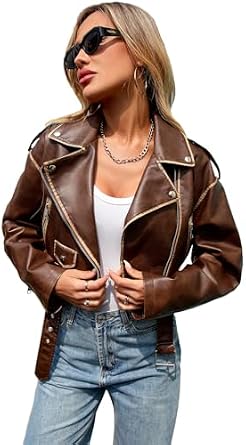 belted cropped vegan moto