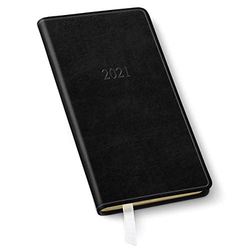 2021 Leather Pocket Monthly Planner - Acadia Black