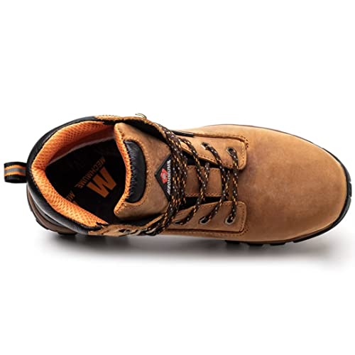 Mechmume Safety Work Shoes, Waterproof, Crazy Horse Leather, Steel Toe, Rubber Sole, Kevlar Anti-Puncture, 6 Inch, Industrial & Construction Hiking Work Boots #TOP5