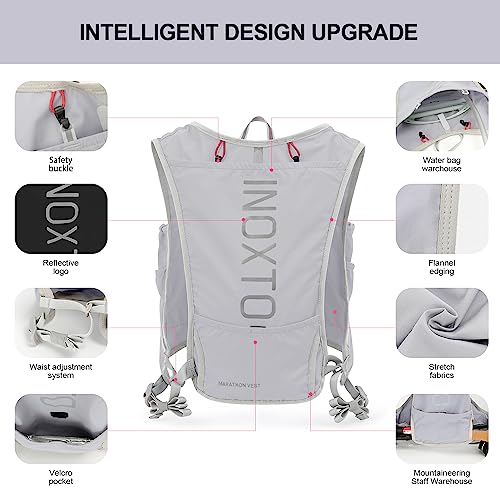 Image of INOXTO Running Hydration Vest Backpack,Lightweight Insulated Pack with 1.5L Water Bladder Bag Daypack for Hiking Trail Running Cycling Race Marathon for Women Men