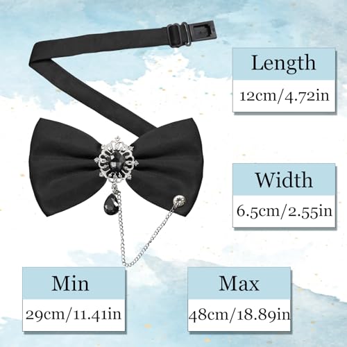 Image of Bow Ties for Men with Crystal, Pre-tied Adjustable Mens Bow Tie Sparkly Bowtie for Formal Suit Tuxedo Wedding Party