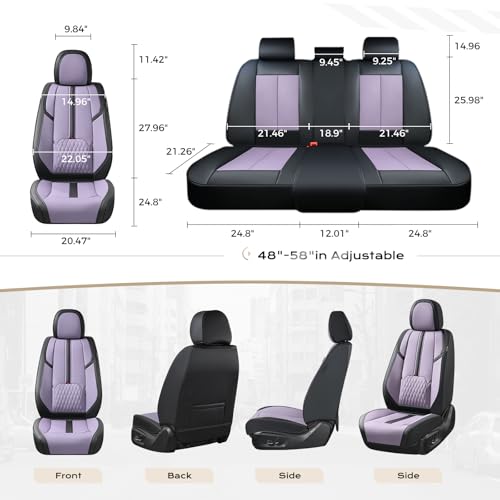 Image of Coverado Front Seat Covers, 2 Pack Waterproof Seat Cover for Cars, Faux Leather Seat Covers with Lumbar Support, Car Seat Protectors Driver Car Seat Cushion Universal Fit for Most Cars (Black&Purple)