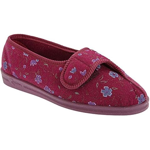 Comfylux Womens/Ladies Diana Floral Slippers (11 US) (Wine) Cover