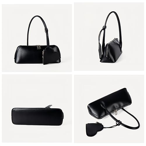 Vegan Leather Shoulder Purse with Heart Bag Y2k Aesthetic Handbag Top Handle Women Trendy Purses 20252