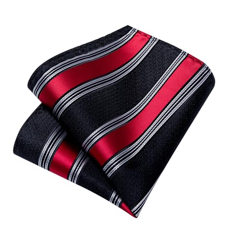 Image of DiBanGu Mens Striped Tie Silk Woven Necktie and Pocket Square Cufflinks Tie Clip Set Wedding Business Formal Gift Tie for Men