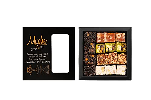Mughe Gourmet Luxury Sultan Pistachio Turkish Delight Candy Elegant Gift Box - 12.35oz/350g - Lokum Delights Orange, Hazelnut, Almonds - Perfect Gifts for Mother's Day, Father's Day, Birthday - Image 3
