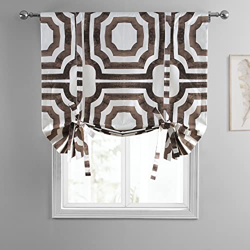 Image of HPD Half Price Drapes Room Darkening Tie Up Curtains 46 X 63 Inch Mecca Printed Cotton Window Roll Up Balloon Curtain for Living Room, Kitchen PRTW-TUD23-63 (1 Panel), Mecca Brown