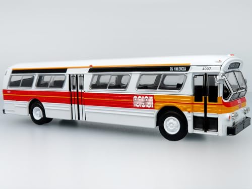 Iconic Replicas 53102 New Look Transit Bus San Francisco Muni - Landor Scheme White with Red and Yellow Stripes Vintage Bus & Motorcoach Collection Limited Edition 1/87 (HO) Diecast Model 87-0596