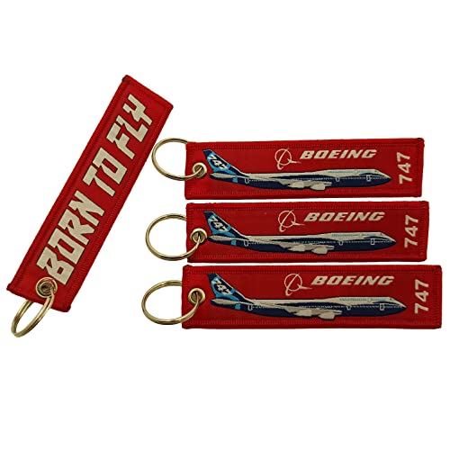 Image of 4 Pcs Pack Aviation Passenger Plane Aircraft Born To Fly Keyring Set B 737, B 747, B 777, B 787 Key Chain