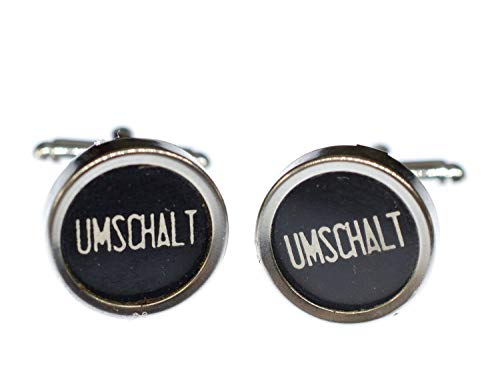 Miniblings Turno. Mancuernas de la Vieja máquina de Escribir Negro Teclas de botón