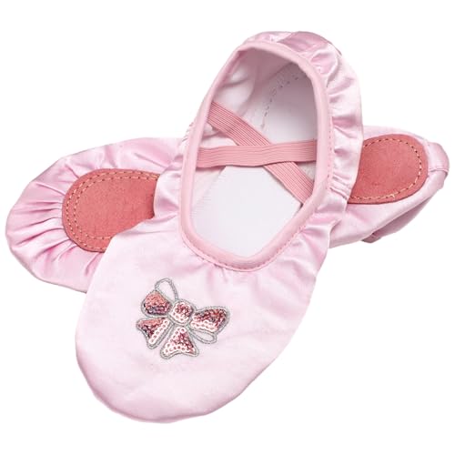JEATHA Girls Satin Ballet Dance Shoes Ballroom Flat Slippers Split Sole Slipper for Gymnastics Yoga