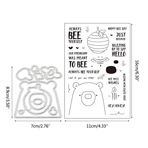 Cute Bear Silicone Clear Stamp with Cutting Dies Stencil Set DIY Scrapbooking Embossing Photo Album Decorative Paper Card Craft Art Handmade