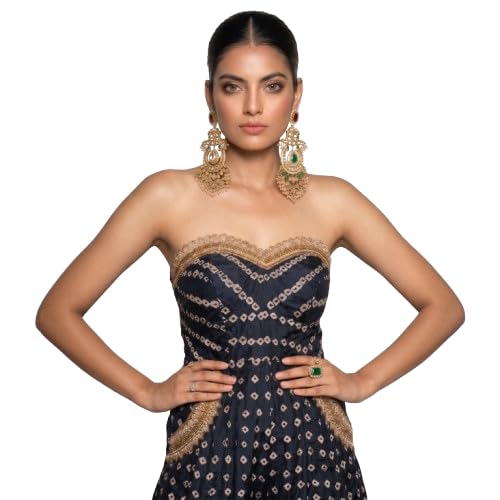 Zayra Black Silk Jumpsuit | Jaipuri Tie Dye Pattern | Indo Western Women’s Outfit for Wedding and Celebration Occasions-image-48