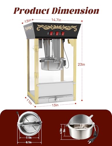 Image of 12oz Popcorn Machine, Home Movie Theater Style Popcorn Maker