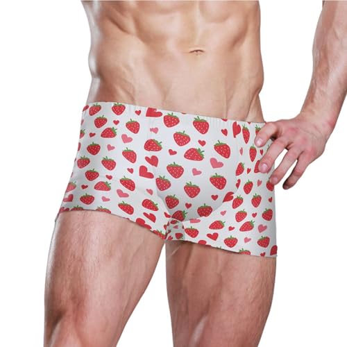 Strawberry Fruit Mens Swim Trunk Swimwear Bathing Suit Swim Brief Square Leg Board Short S B04051593