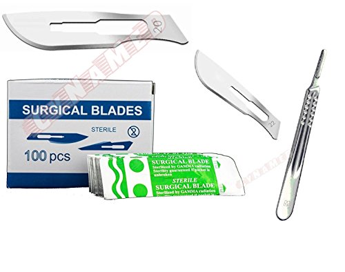 Scalpel Blade #20 +# 22 + Handle #4-100 Pcs 50/50 Dermaplaning Dental Cynamed