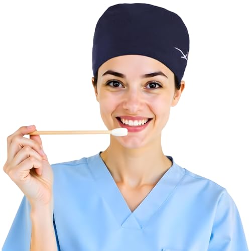 Image of 8 Pcs Elastic Nurse Hats Teeth Pattern Working Hats Bulk for Women Dental Caps Adjustable Dentist Scrub Cap Colorful