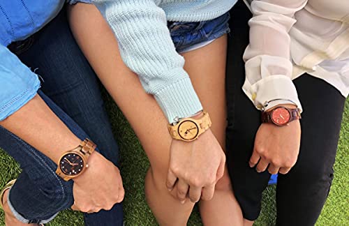 Wood Wrist Watch For Women-Sandalwood/Swarovski Crystals/Crystal Sapphire Window/Wood Watch Band/Analog Citizen Movement #TOP5