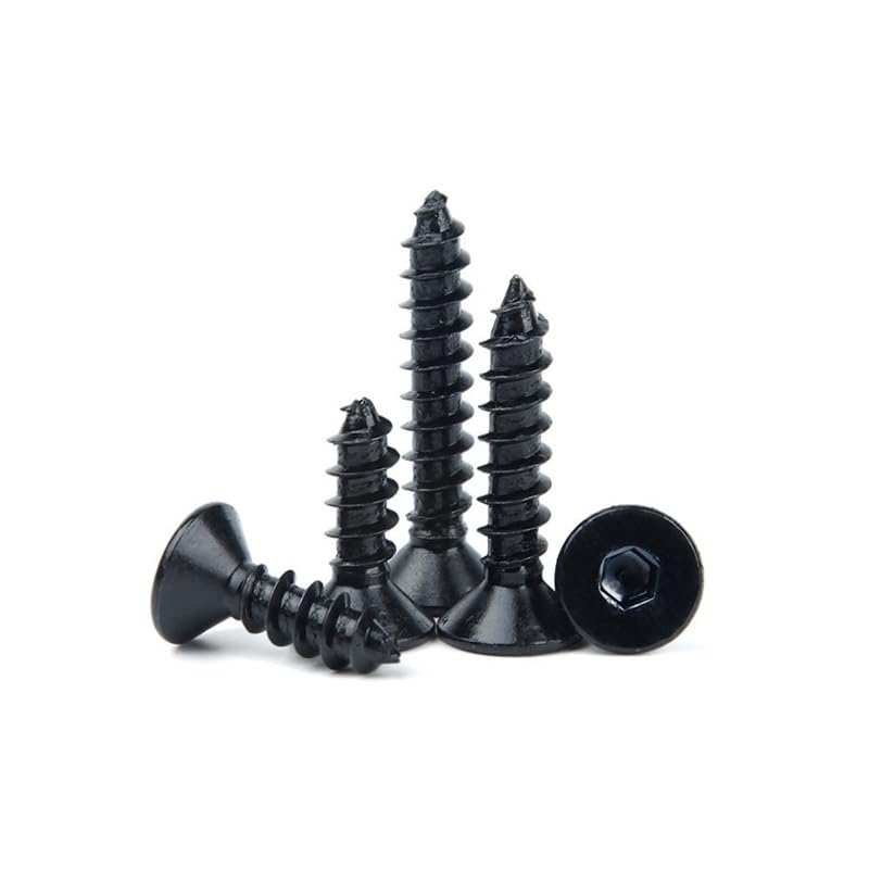 RKODRSMG 20/50 Uds M3 M4 Longitud 10-20mm Perno de Acero al Carbono Negro Drywall Muebles Tornillos Hexagonal Cabeza Plana Tornillo avellanado(12mm,M3(50Pcs))