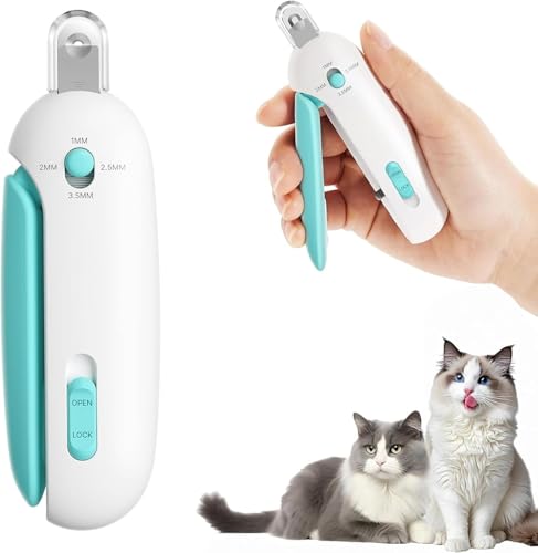 Cat Nail Clippers with 3-Size Adjustable Cutting Holes Integrated Nail File Anti-Splash Safe Claw Trimmer for Kittens Indoor Cats Blue