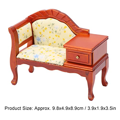 Restokki Sofá em Miniatura 1:12 Sofá Sofá Sofá 1/12 Vintage Casa de Bonecas Móveis Sofá com Gaveta