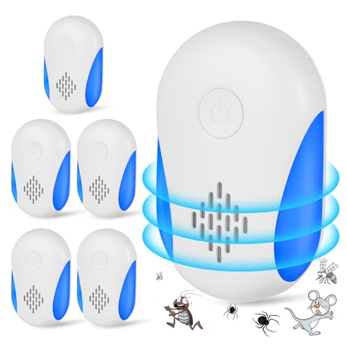 Flintronic Repelente Ultrasónico de Plagas, 6 Pack Electrónico Repelente Mosquitos Insectos Control de Plagas, Ahuyentador de Ratas, para Anti Mosquitos, Moscas, Ratones, Cucarachas, Arañas, Roedores