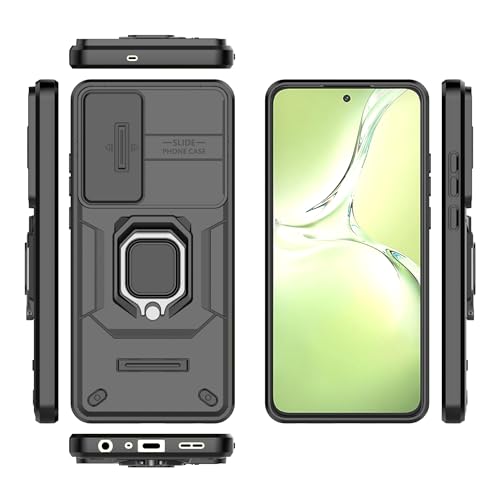 Image of TPU+PC Camshield Pro Case With Slide Camera Protection And Ring Stand Bumper Back Case Cover For OnePlus Nord CE 4 Lite 5G (Black)