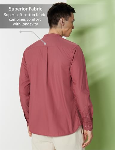 Image of Symbol Premium Men's Mandarin Collar Casual Cotton Poplin Shirt - Regular Fit |Full Sleeve | Pure Cotton (Available in Plus Sizes)