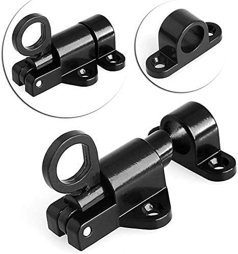 Slide Latch,Gate Bolt Lock,Bolt Sliding Door Lock, Aluminum Door Latch Lock Window Gate Security Pull Ring Spring Bounce Door Bolt Safety Latch Hasp Sliding Lock Black