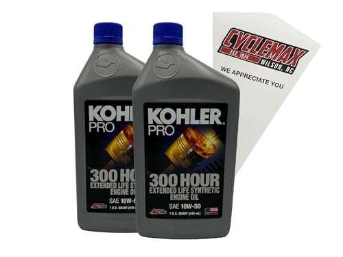 Cyclemax Two Pack compatible with Kohler Pro SAE 10W-50 Extended Life Synthetic Engine Oil 25 357 72-S Contains Two Quarts and a Funnel