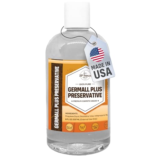 GERMALL PLUS PRESERVATIVE Liquid ( 8 oz ) Paraben-Free; Formaldehyde-Free; Water & Oil Soluble | Suitable for Soap Making Lotions Conditioners Creams | Keeps Products Fresh & Safe | 8 OUNCES