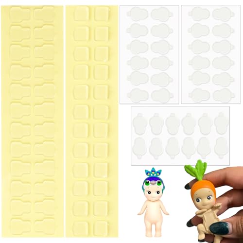 84 Pcs Sticky Adhesive Tape for Sonny Angel Hipper 3 Shapes Double Sided Clear Glue Putty Pads Stickers Fit for Sonny Baby Doll Clothes Custom Phone Accessory Replacement