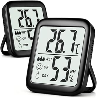 Antonki 2 Pack Room Thermometer for Home Indoor Hygrometer Humidity Meter Gauge Digital Temperature and Humidity Sensor Monitor for House Terrarium Incubator Greenhouse - Battery Included