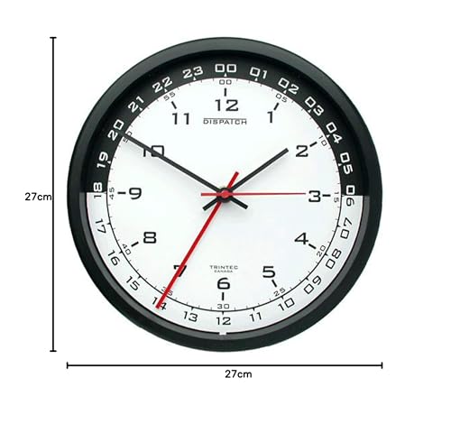 Trintec 12 & 24 時間 ミリタリー タイム Swl Zulu Time 24時間壁掛け時計 25.4 cm - ブラックムーン付きホワイトダイヤル DSP03 [2]