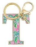 Lilly Pulitzer Leatherette Initial Keychain, Letter Bag Charm for Women, Suite Views (T)