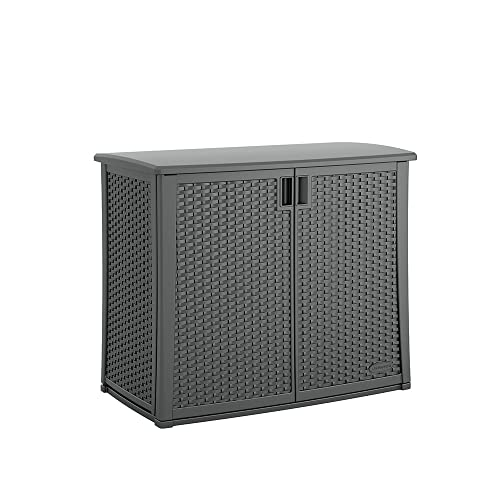 Suncast Outdoor Storage Cabinet with Pad-Lockable Doors, Freestanding Outdoor Patio Storage Unit, 42" W x 23" D x 32.5" H, Cool Gray #1