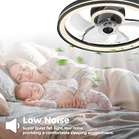 Omdekor Deckenventilator mit Beleuchtung Ø480mm, APP & Fernbedienung, 6 Geschwindigkeiten, Dimmbar 3200K–6500K, 40W Leise Deckenleuchte mit Ventilator für Schlaf-, Wohn- und Esszimmer - Schwarz – Ansicht 6