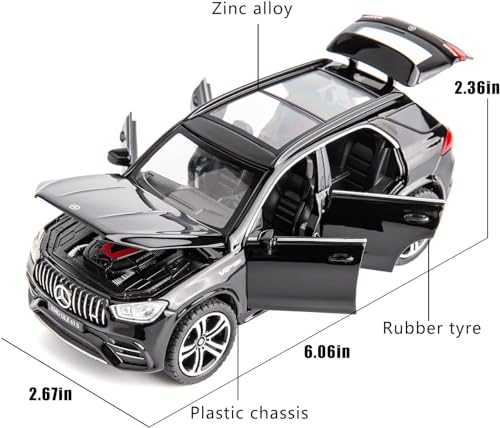 1:32 Mercedes Benz AMG GLE63 Toy Car Metal Pull Back Diecast Car with Openable Door and Sound Light, Gifts Toys for Kids【 Black 】