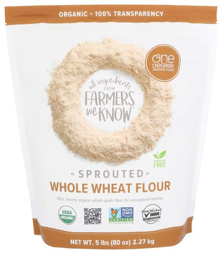 One Degree Whole Wheat Flour Sprouted Organic 80 oz (Pack of 4)
