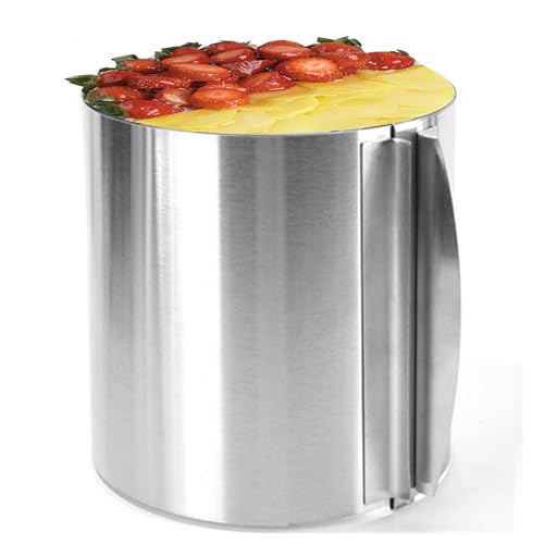 Cake Ring Adjustable Extra high 7.87 Inch - Stable Stainless Steel Baking Ring - Cake Ring with Precise Scaling Inside