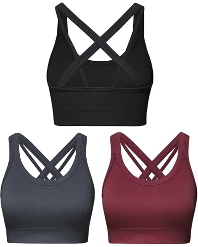 Image of Sports Bras for Women HIigh Support, Criss-Cross Back Padded Strappy High Impact Sports Bras for Women Large Bust
